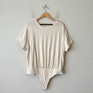 NUUDS Everyday T-Shirt Bodysuit Ivory Soft Cotton Short Sleeve Tee